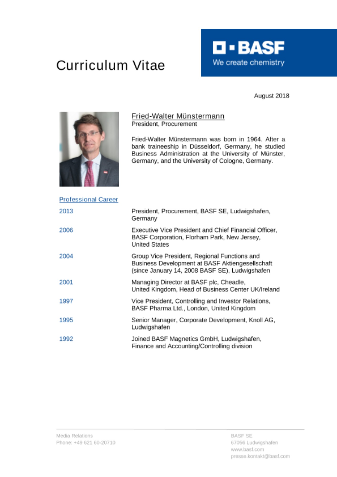 Curriculum Vitae - Münstermann Curriculum Vitae - Münstermann